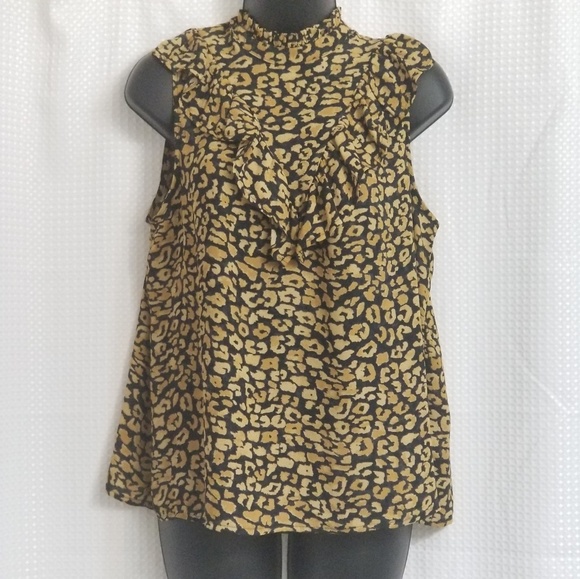 Heimish Full Size Tiered Ruffled Animal Print Round Neck Blouse Plus Size